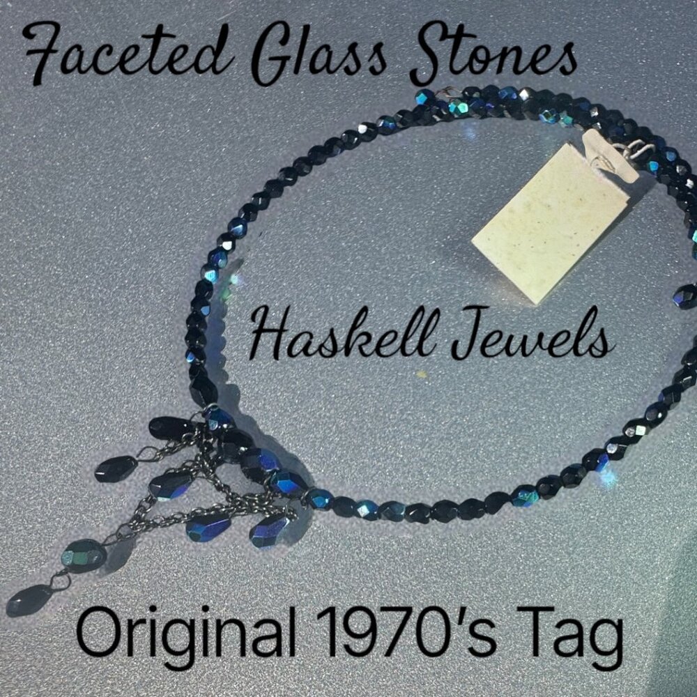 VINTAGE RARITY Miriam Haskell Jewels 1970s Necklace Choker Midnight Iridescent